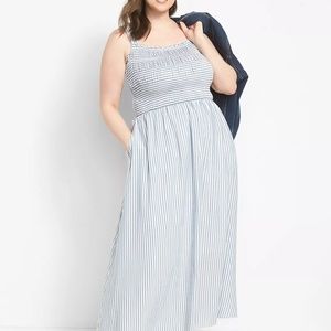Lane Bryant -Sleeveless Smocked Striped Midi Dress